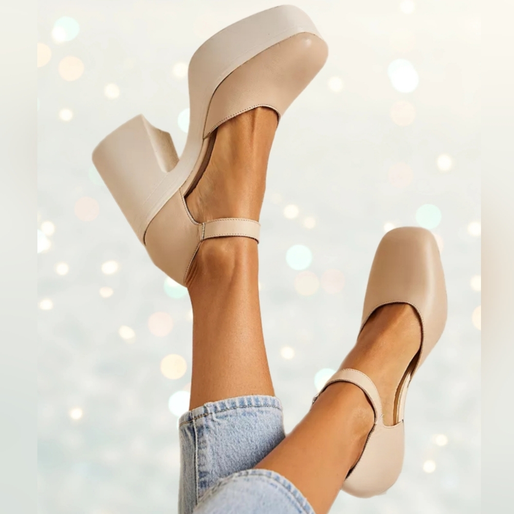 Free People Beige Platform Shoes